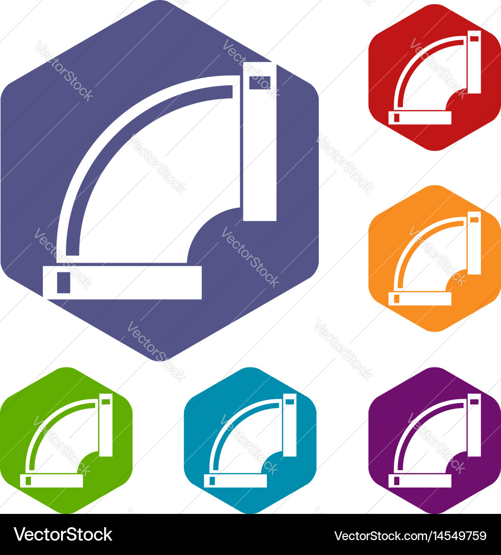 Connection pipes icons set hexagon Vector Image