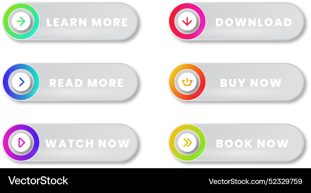 Gradient colored call to action buttons vector image