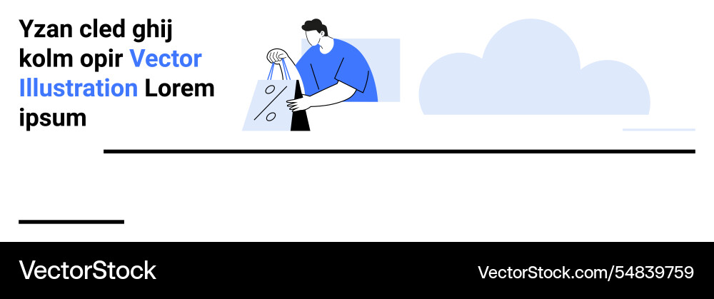 Man opens bag while navigating map highlighting Man opens bag while navigating map highlighting vector image