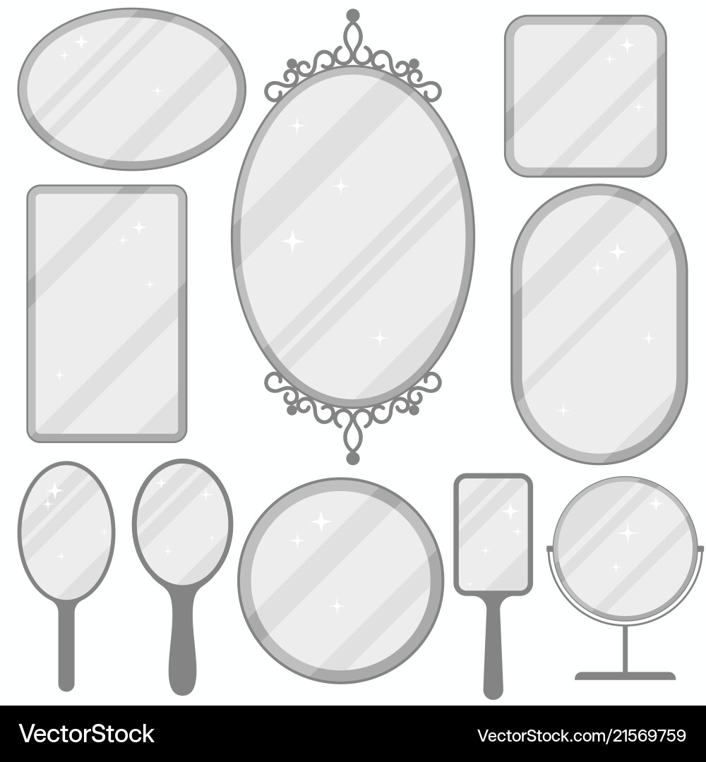 Mirror set realistic mirrors frame collection Vector Image
