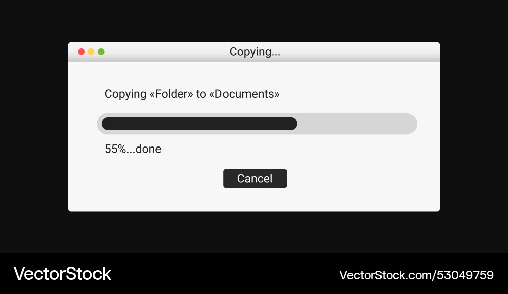 Modern loading panel on screen process of copying vector image