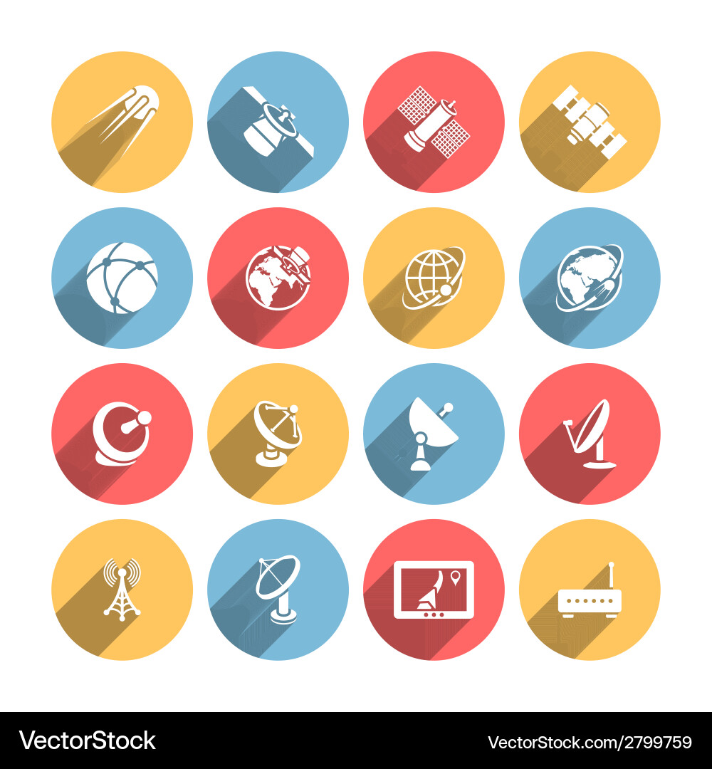 Satellite Icon Set - Communication & Networks Vector Image