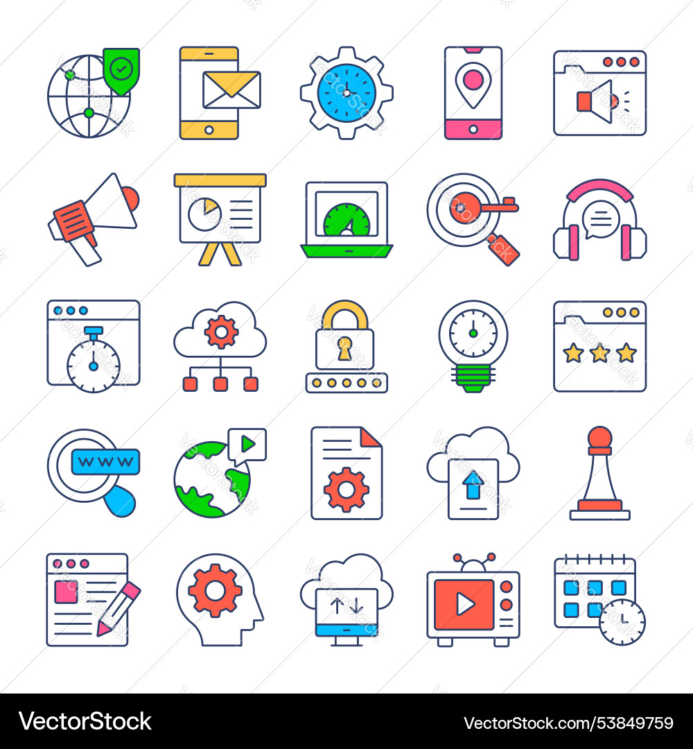 Search engine optimization and web icons set vector image