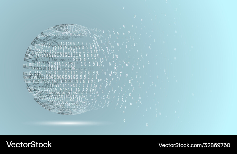 Binary code globe technology planet big data vector image