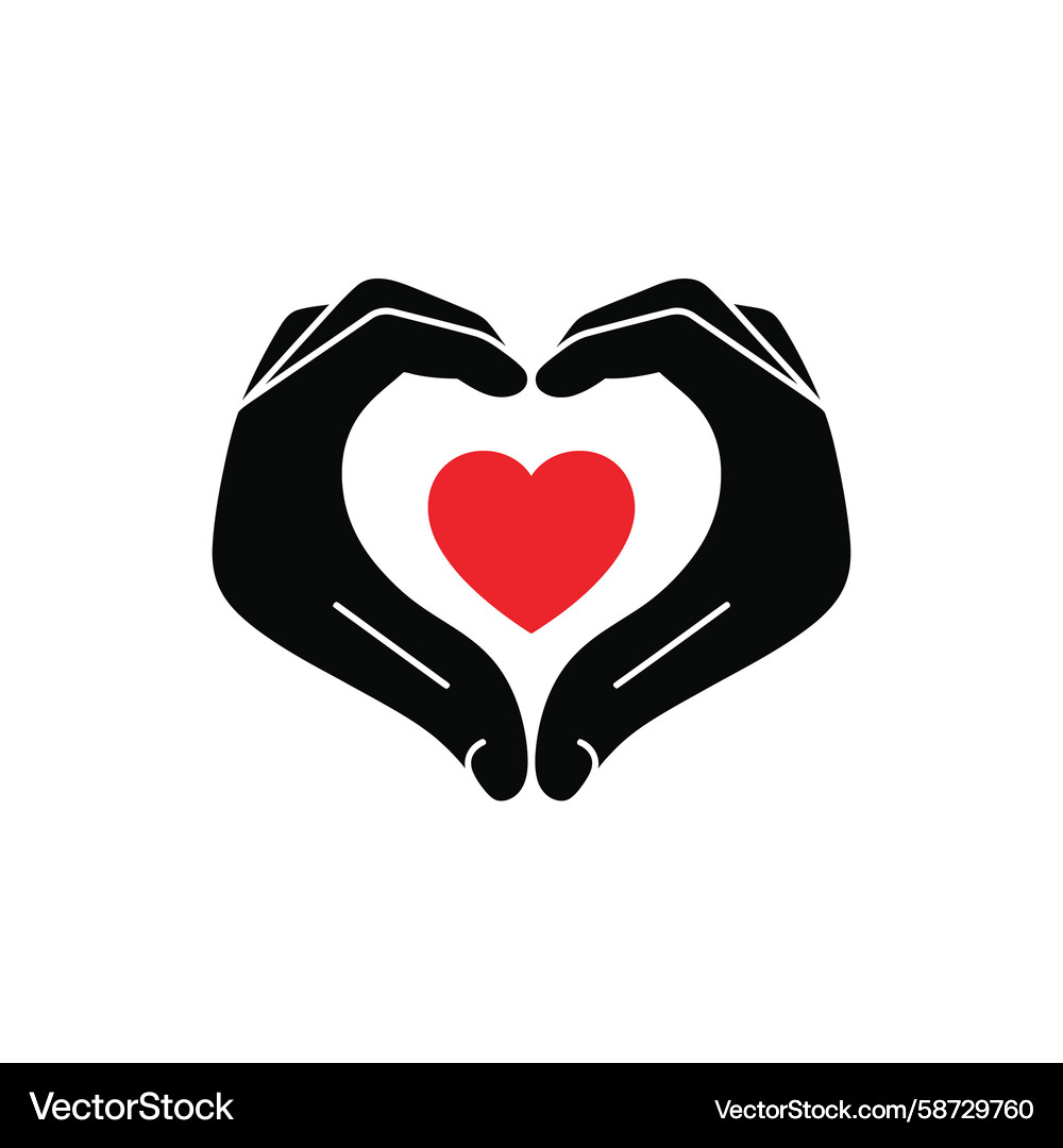 Black hands creating a heart shape with red Vector Image