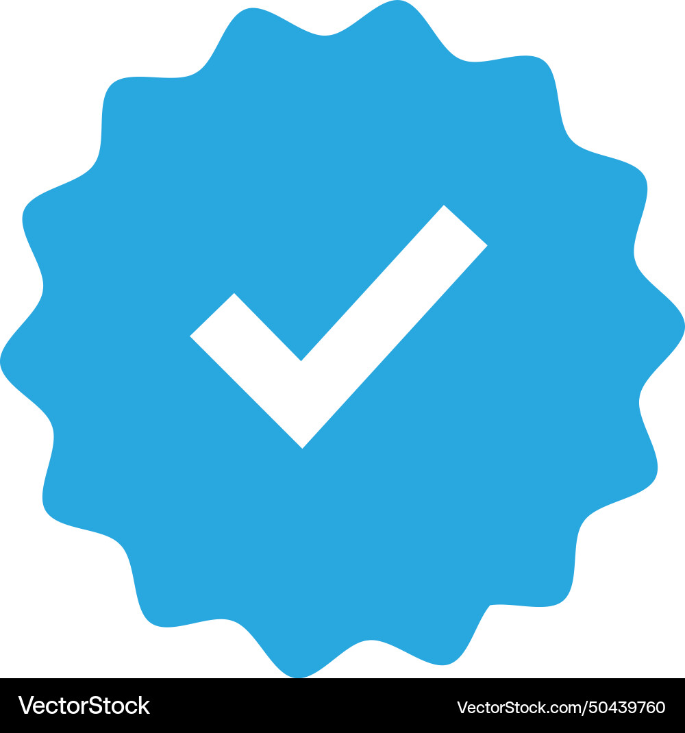 Blue verified badge icon check mark Royalty Free Vector
