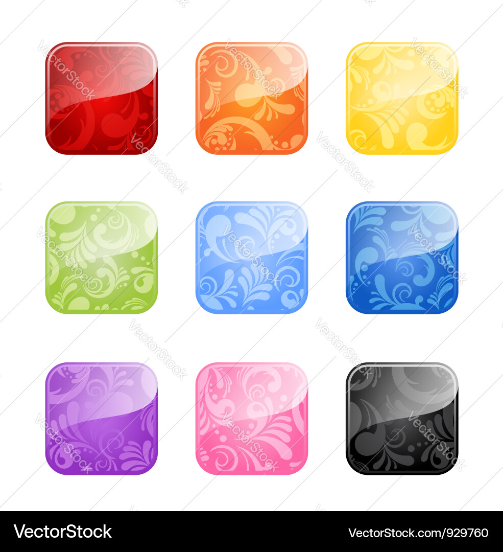 Colorful Glossy Button Set Vector Image