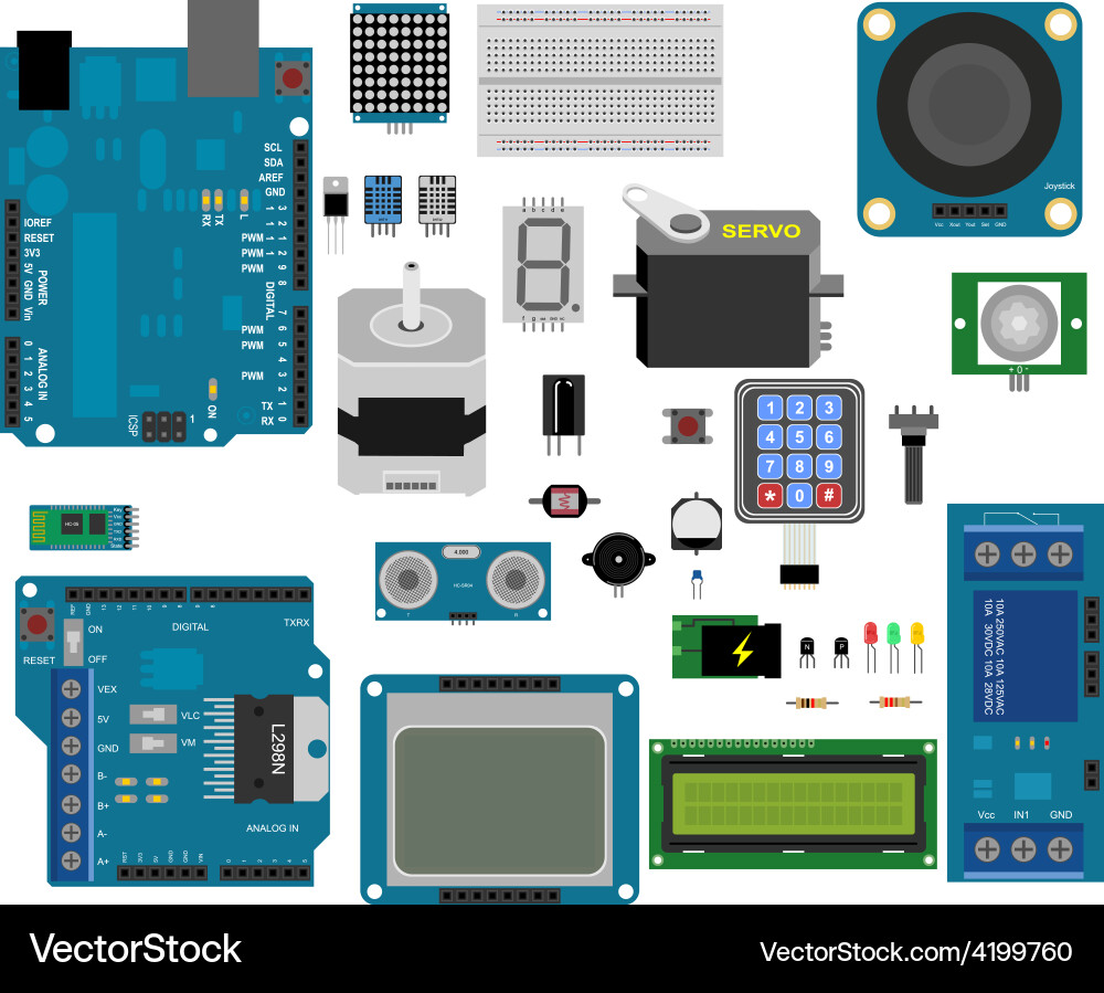 Elektronische Komponenten & Arduino vektorbild