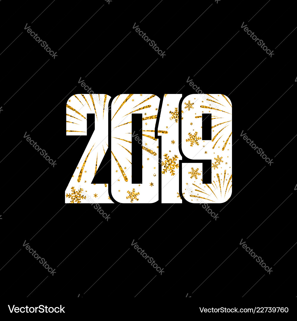 Frohes neues Jahr Karte weiß Nummer 2019 mit Gold Frohes neues Jahr Karte weiß Nummer 2019 mit Gold vektorbild