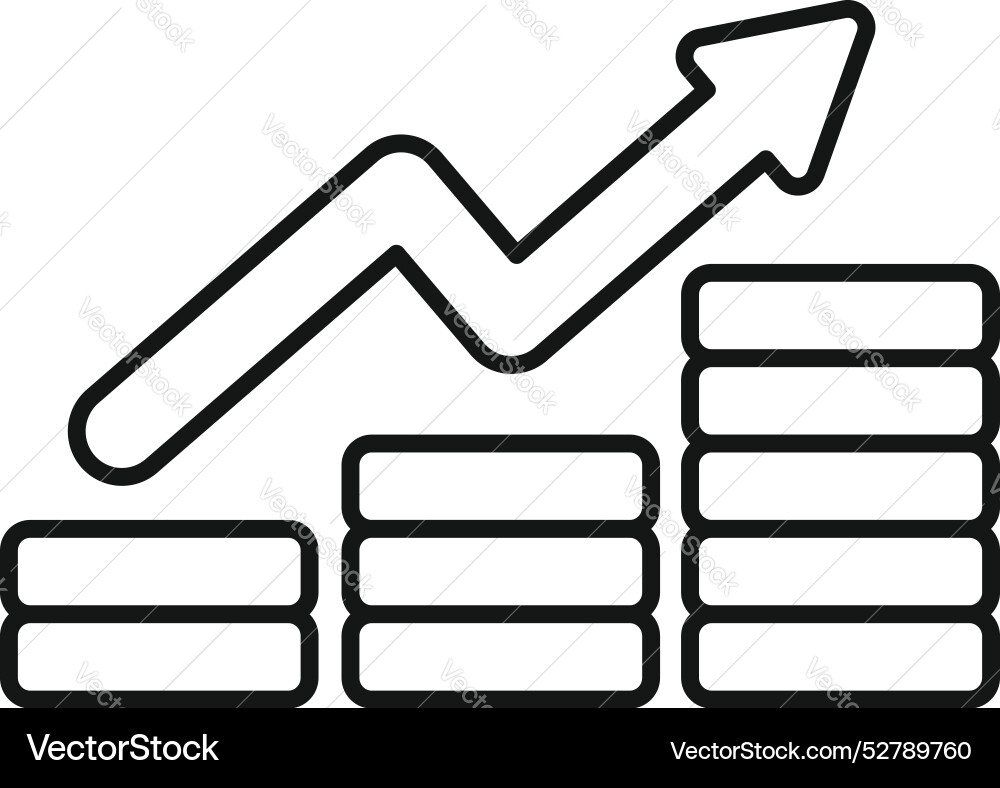 Line chart showing increasing stacks of coins Line chart showing increasing stacks of coins vector image