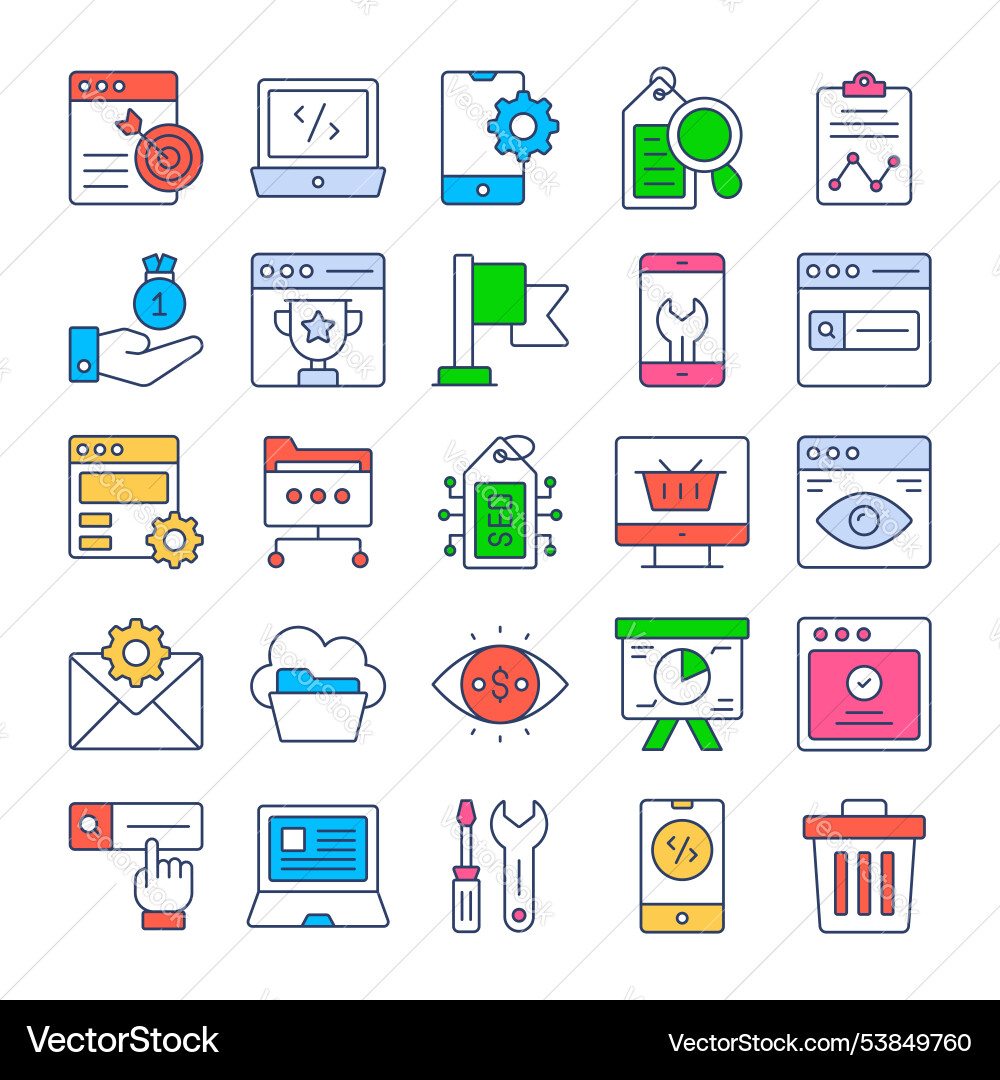 Search engine optimization and web icons set vector image