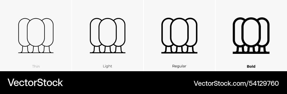 Tree icon thin light regular and bold style Tree icon thin light regular and bold style vector image