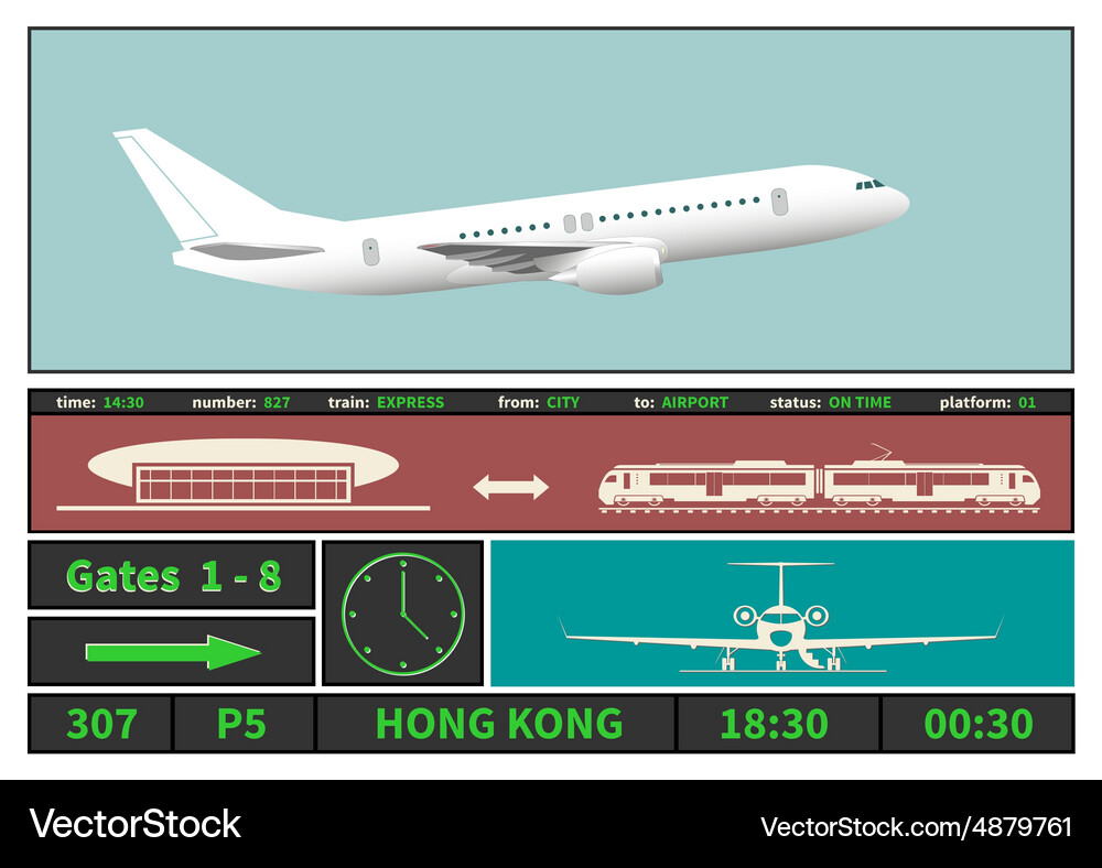 Airplane and information display systems Vector Image