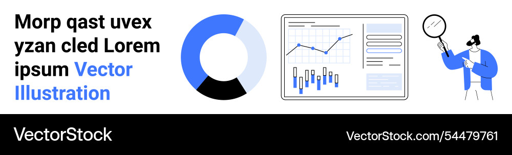 Blue and white analytics dashboard with graphs Vector Image