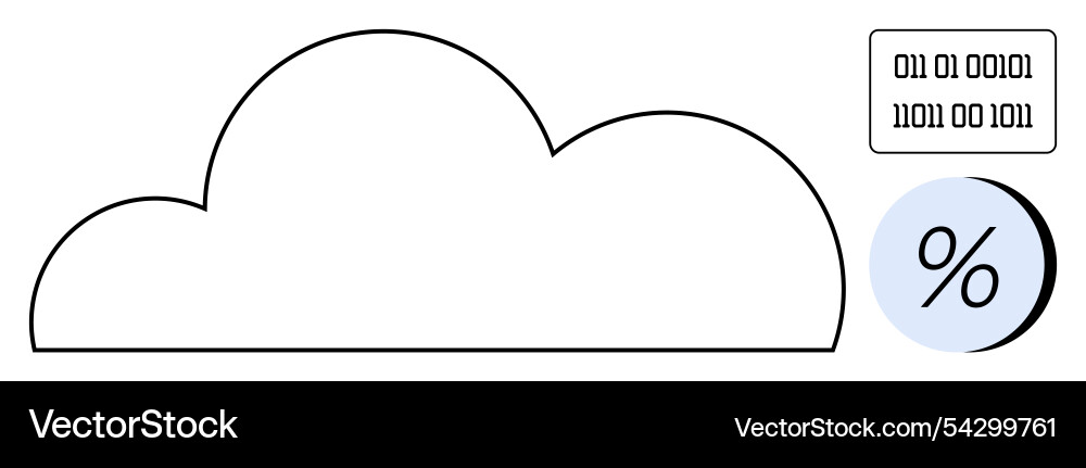 Cloud outline with binary code and percentage Cloud outline with binary code and percentage vector image