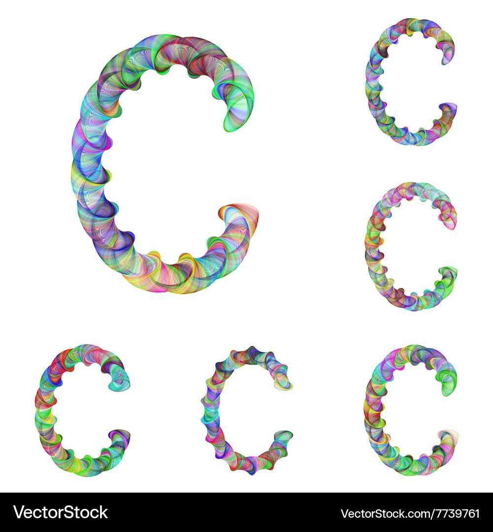 Colorful ellipse fractal font - letter c Vector Image