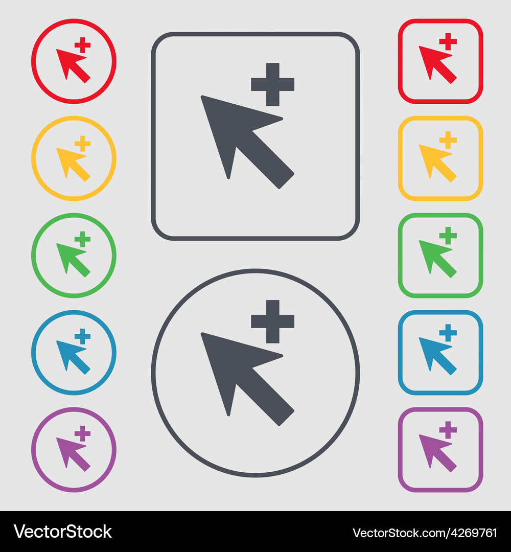Cursor arrow plus add icon sign symbol Vector Image