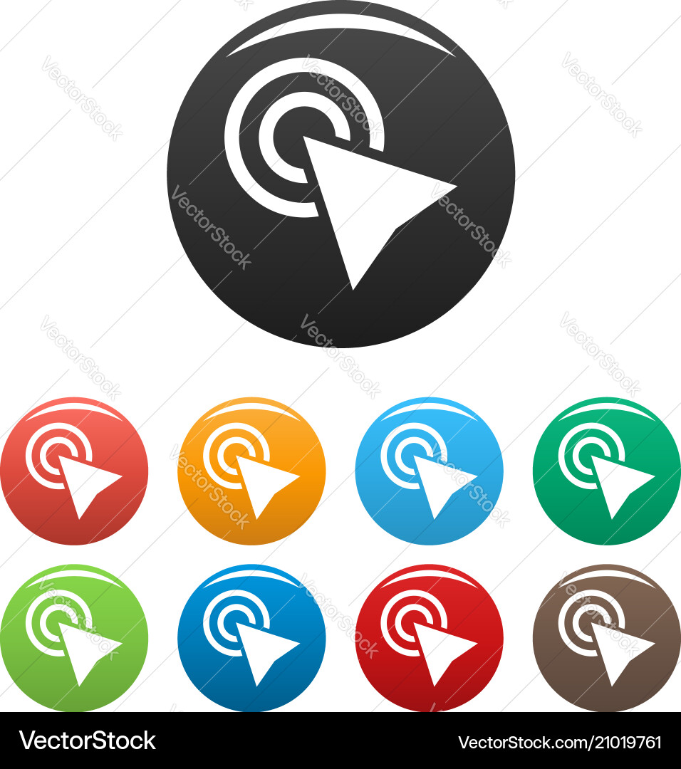 Cursor click element icons set color Cursor click element icons set color vector image