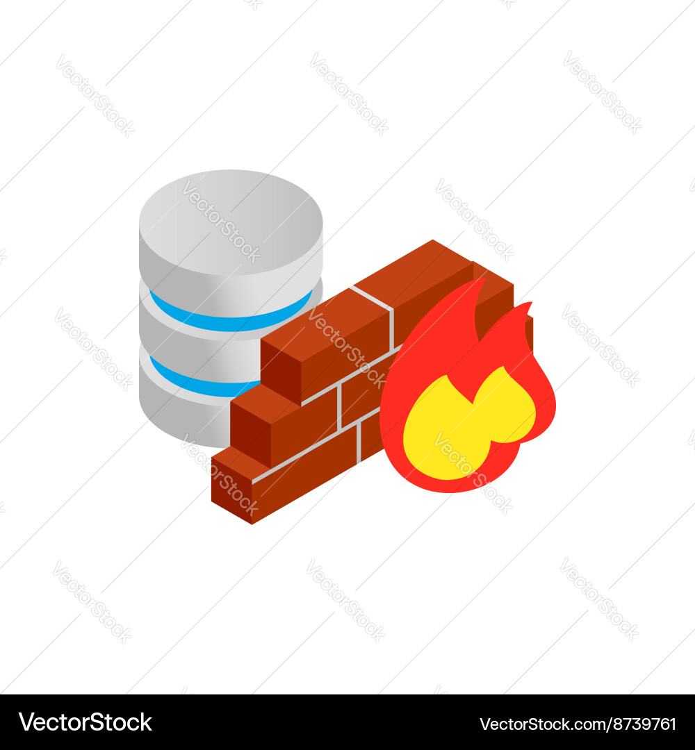 Database & Firewall Icons - Isometric Vector Image