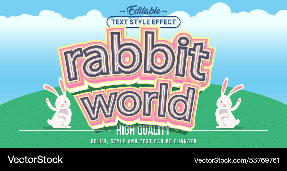 Editable text style effect - rabbit world Editable text style effect - rabbit world vector image
