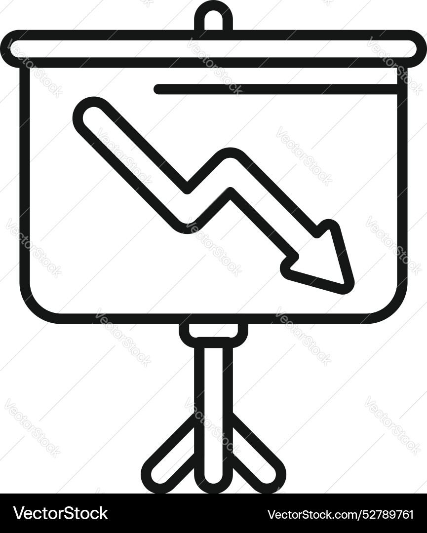 Flipchart showing arrow graph going down Flipchart showing arrow graph going down vector image