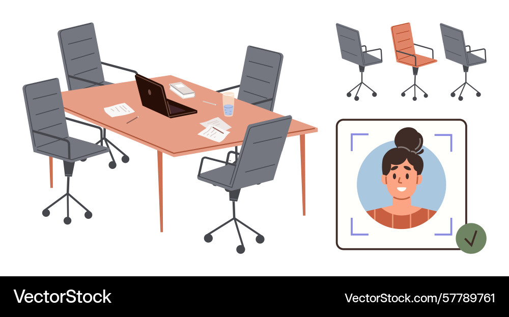 Modern workspace setup with office chairs table Vector Image
