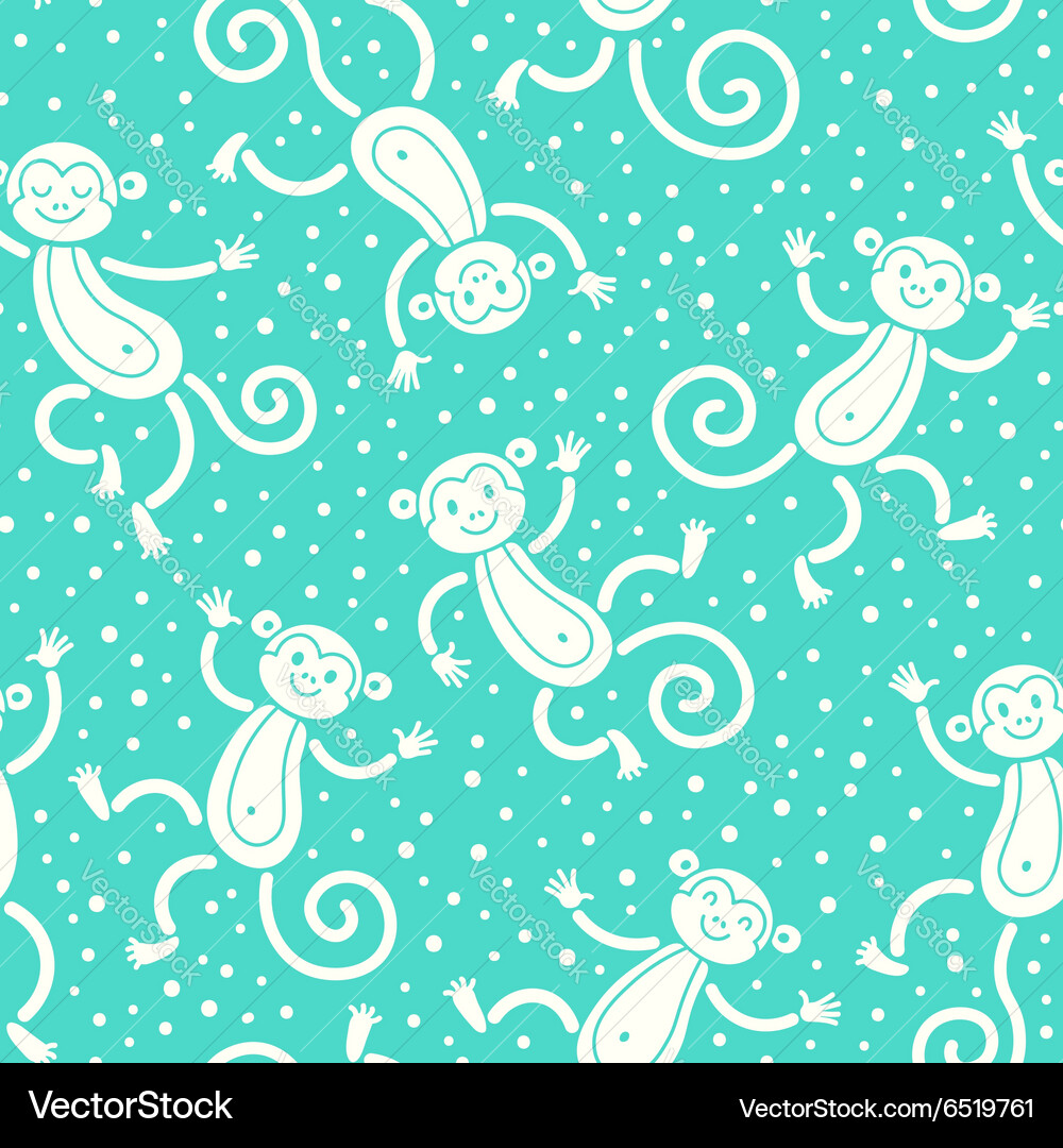 Seamless pattern with monkeys playing in snow Vector Image