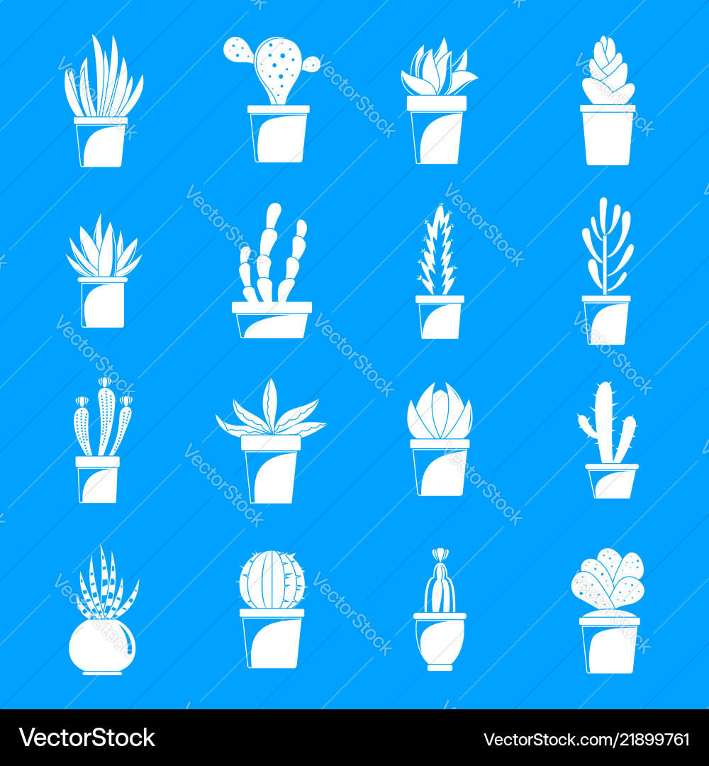 Succulent and cactus icons set simple style Succulent and cactus icons set simple style vector image