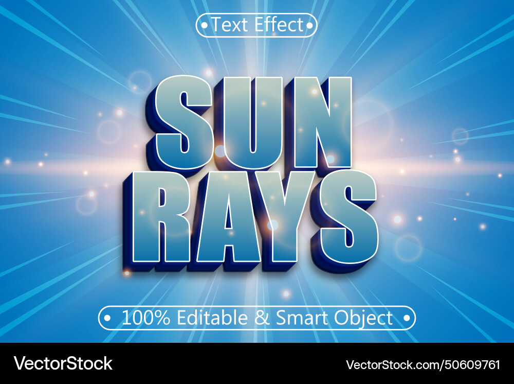 Sun rays editable text effect 3 dimension emboss Sun rays editable text effect 3 dimension emboss Vector Image