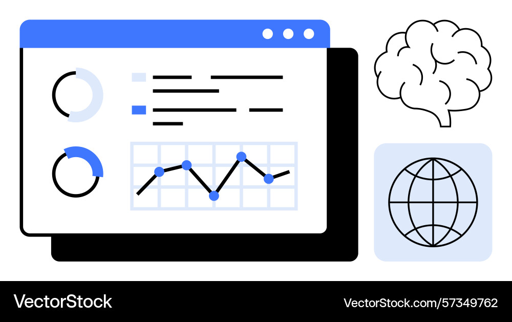 Data analysis dashboard with graphs brain Data analysis dashboard with graphs brain vector image