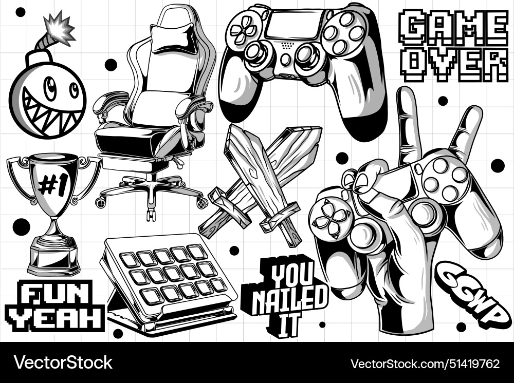 Gaming retro set of objects classic Vector Image