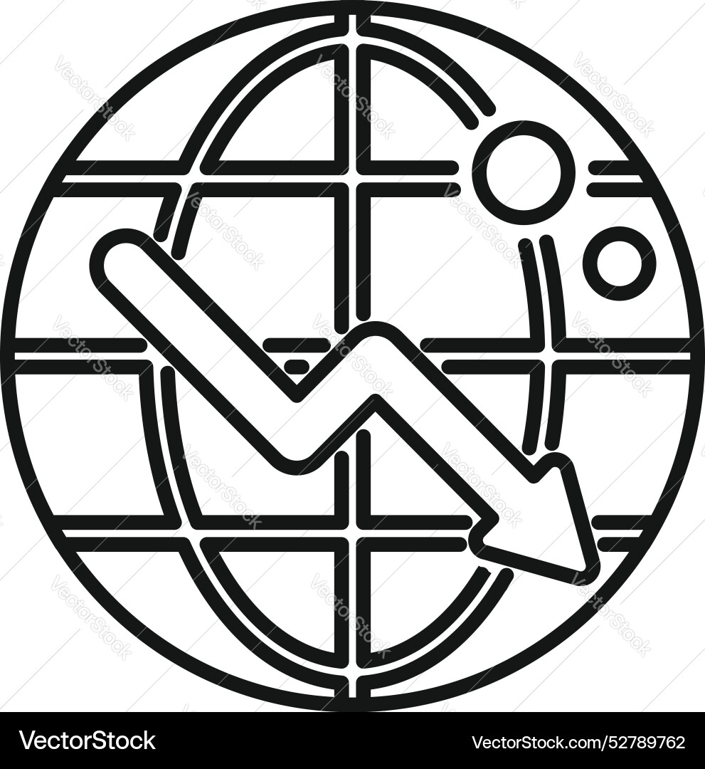 Global crisis showing arrow pointing down over Vector Image