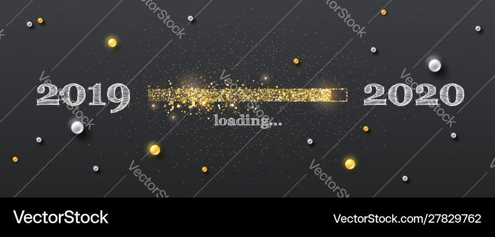 Golden loading bar with transition from 2019 Golden loading bar with transition from 2019 vector image