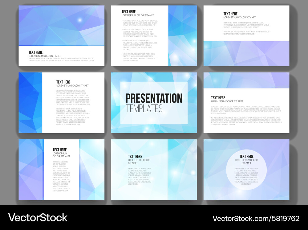 Set of 9 templates for presentation slides vector image