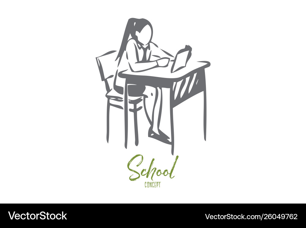 Student doing task concept sketch isolated Vector Image