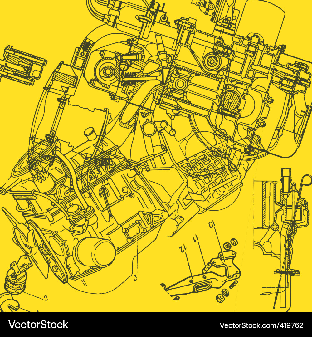Technical Machinery Blueprint Vector Image