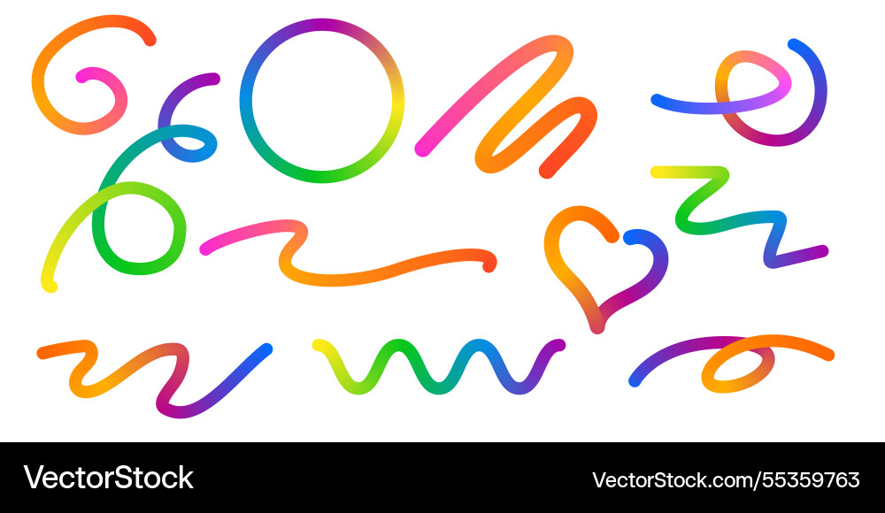 Abstract color rainbow gradient shapes set Abstract color rainbow gradient shapes set vector image