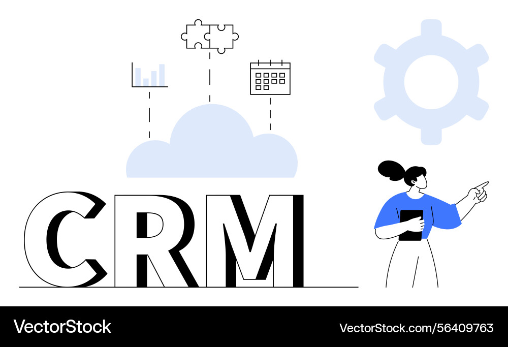 Crm concept with cloud integration data Vector Image