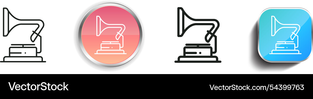 Gramophone icon thin linear regular and button Gramophone icon thin linear regular and button Vector Image