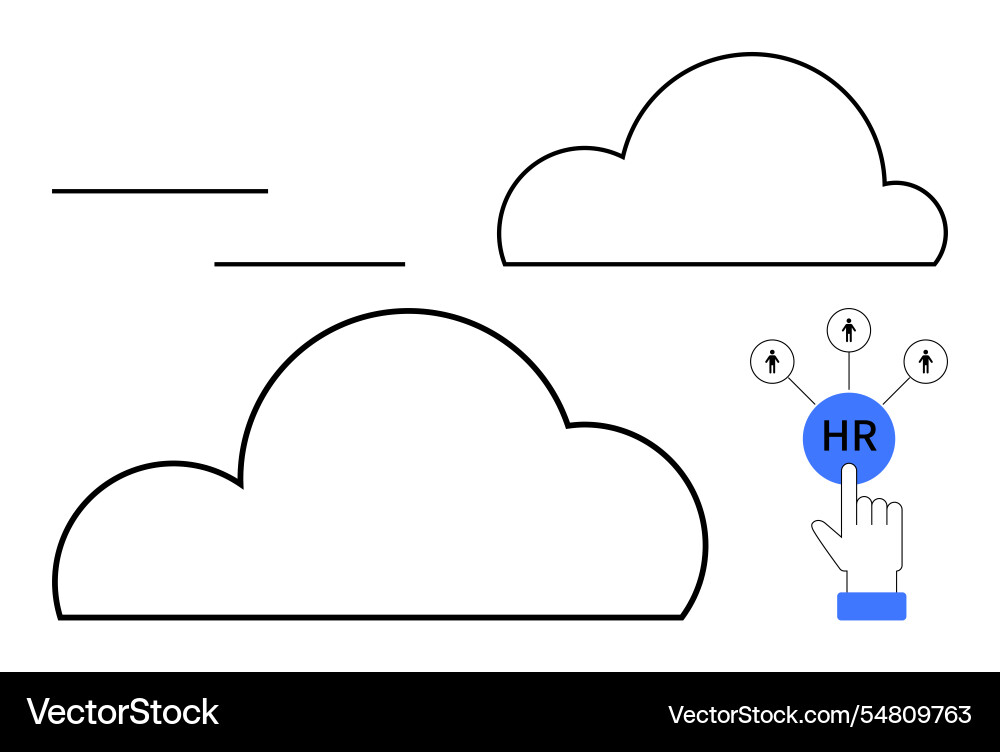 Hand pointing to hr button with cloud icons Vector Image