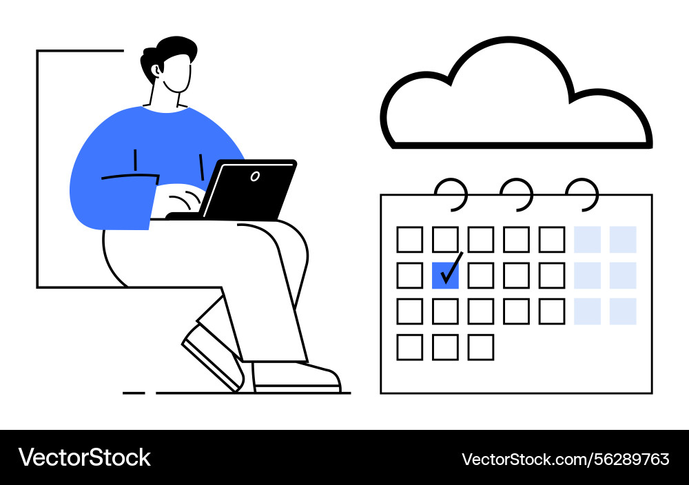 Remote work and task management with cloud-based Remote work and task management with cloud-based vector image