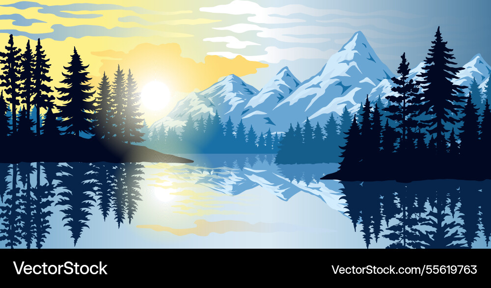 Serene mountain landscape with a tranquil lake Serene mountain landscape with a tranquil lake vector image