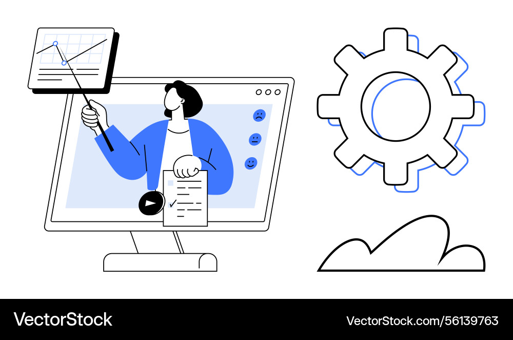Virtual presentation on data analysis with cloud Virtual presentation on data analysis with cloud vector image