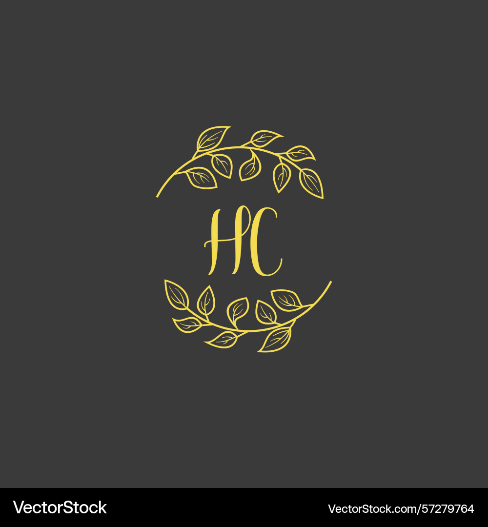 Botanical monogram logos with initial hc Vector Image
