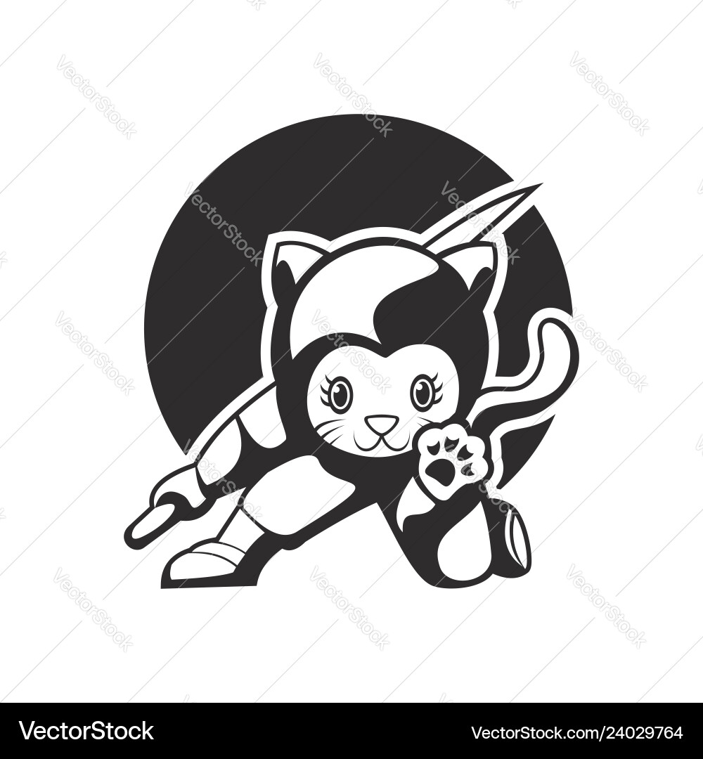 Cute Cat Ninja Mascot Vector Image