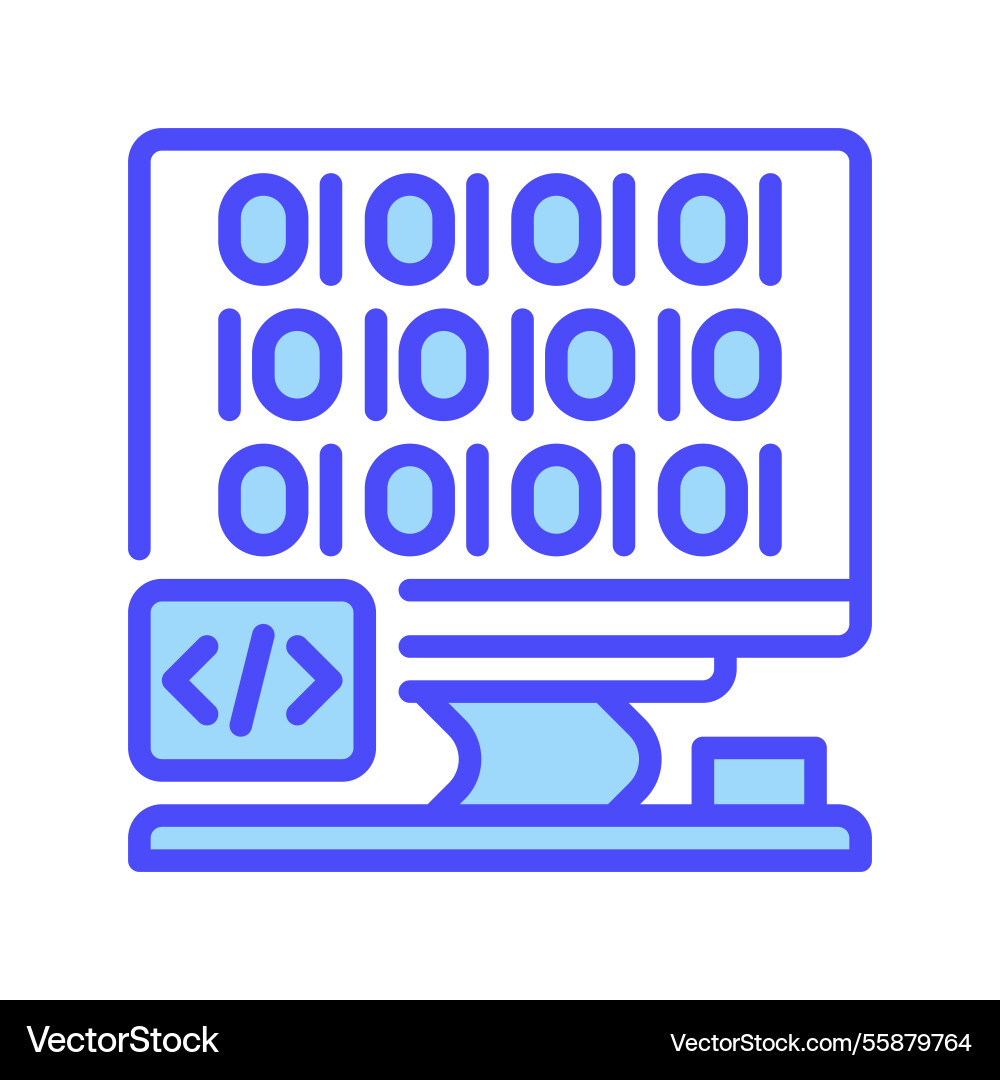Dekstop computer with code line icon universal Dekstop computer with code line icon universal vector image