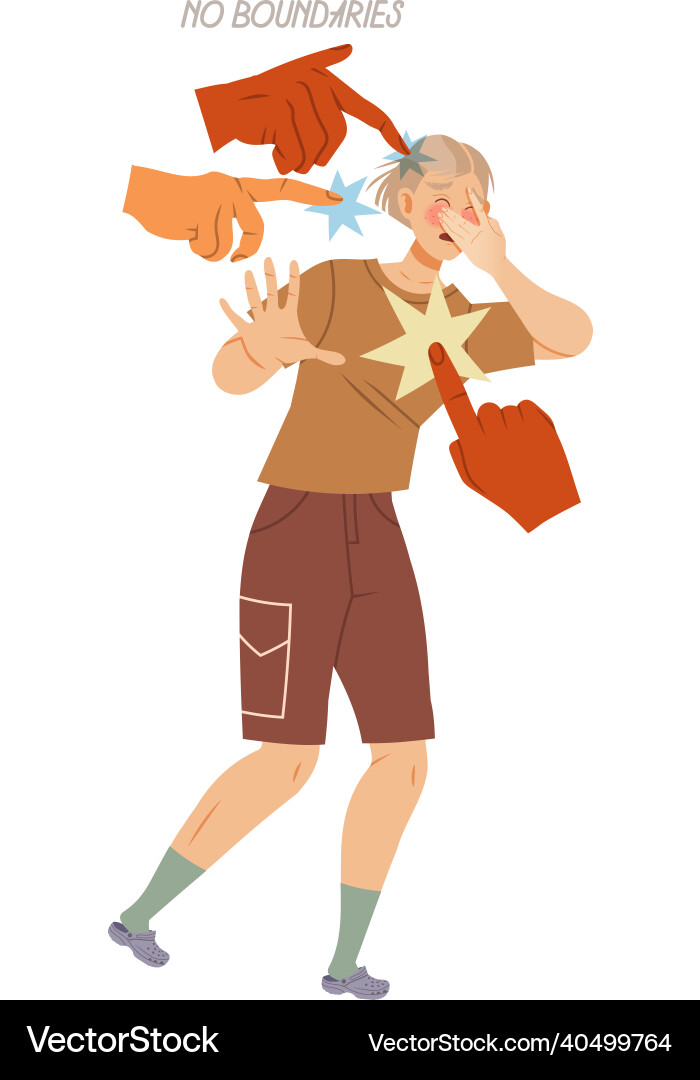 Isolated Man, Lack of Boundaries Vector Image