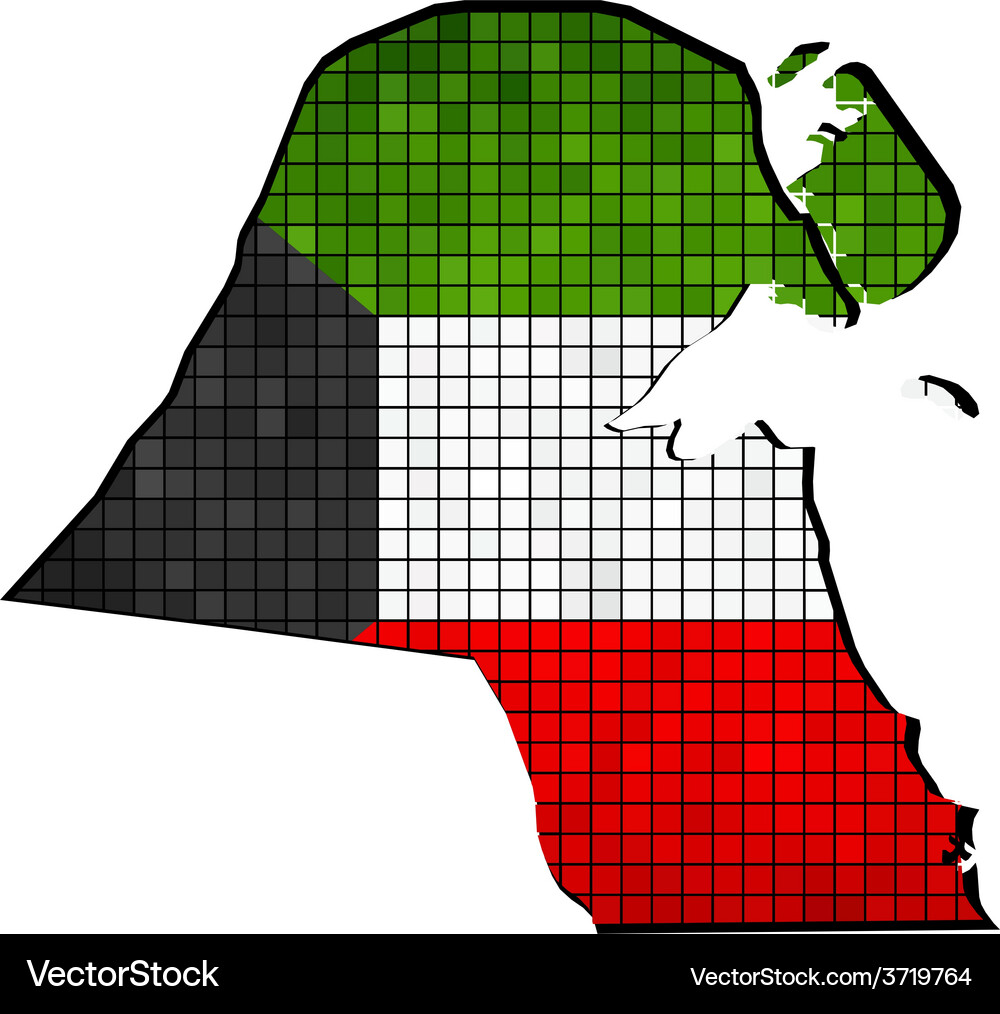 Kuwait map with flag inside Vector Image