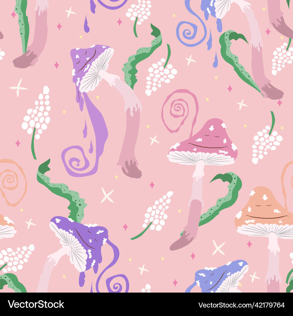 Psychedelic Mushroom Pattern vector image