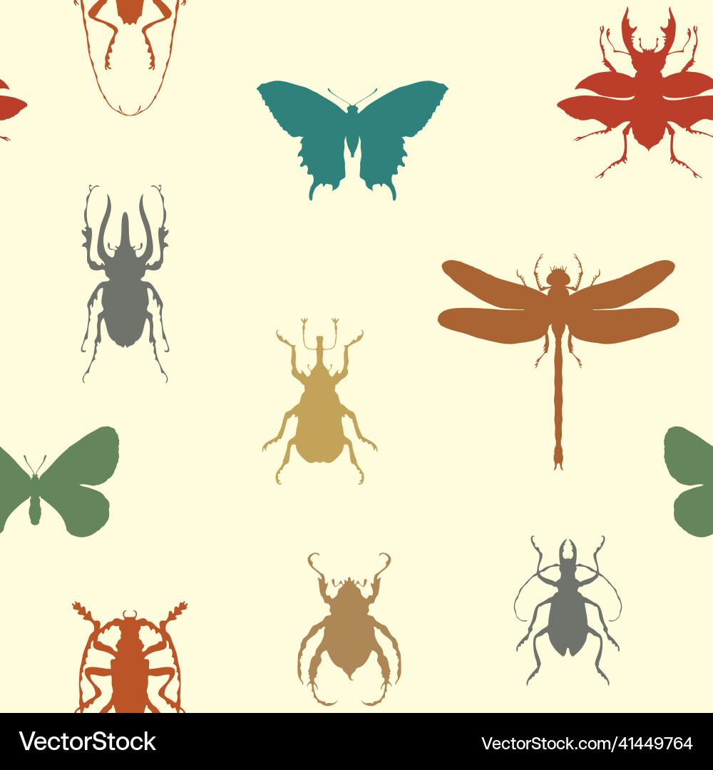 Seamless pattern with various color insects Seamless pattern with various color insects vector image